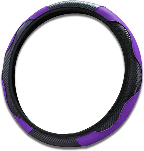 Car Steering Wheel Cover, Universal 15 inch Microfiber PU Leather Steering Wheel Protector, Elastic Breathable Anti-Slip Steering Accessories, Car...