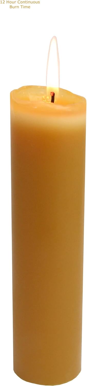 Beeswax Candle Works, 8.5 x 1.5-Inch Pillar, 35-Hour, 100% USA Beeswax...