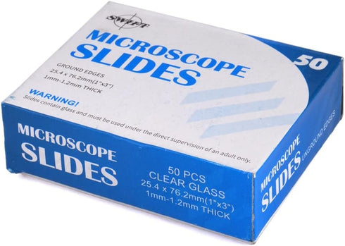 SWIFT Microscope Slides Kit with 50 Pre-Cleaned Blank Slides and 100 Glass Coverslips for Monocular Binocular Trinocular Microscopes...
