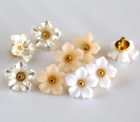 Flower Buttons for Sewing Plastic Craft Button 13mm(0.52 Inch) Pearl White Yellow 3 Colors Mix Pack of 30pcs...