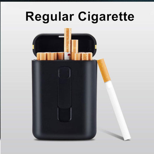 Cigarette Case with Lighter Cigarettes Box King Size Portable Pack 20pcs Regular Size Cigarettes USB Lighters 2 in 1 Rechargeable Flameless Windpr...