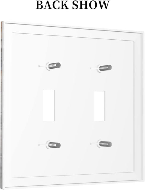 Wood Door 2 Gang Double Toggle Light Switch Cover Decorative Wall Plate Electrical Faceplate for Country Farm Bathroom Home Living Room Decor 5" x...