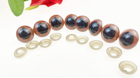 100PCS Brown Plastic Safety Eyes Craft Eyes for Sewing Crafting Buttons Teddy Bear Doll Stuffed Animals Puppet Doll Making DIY Crafts Toy Accessor...