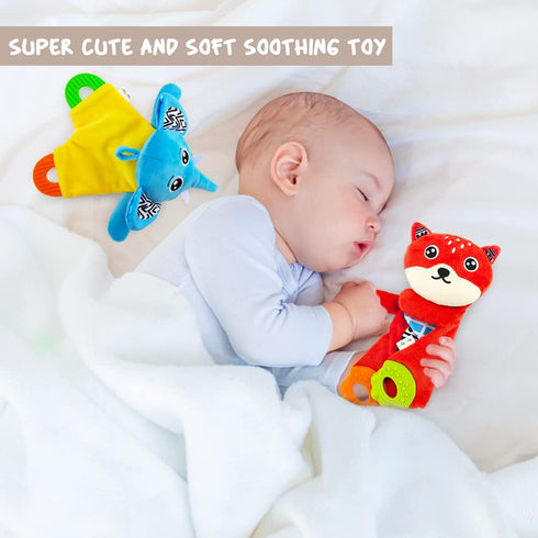 Baby Teething Toys | Crinkle Baby Toys | Cuddly Snuggle Teether, Black and White Soother Towel BPA Free Plush Sensory Teethers Toys for Newborns, ...