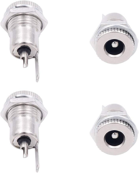 Fancasee (4 Pack) 5.5mm x 2.5mm Female DC Power Jack Socket Panel Mount 2 Pin Solder Type Metal Power Supply Jack Connector Adapter Socket...