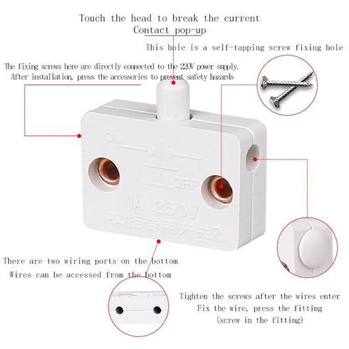 Closet Switch Mechanical Ultra-Thin Cabinet Door Control Wardrobe Household Home Improvement Touch Light Control 2Pcs...