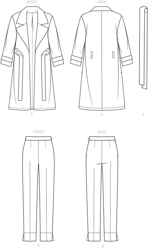 Know Me Misses' and Women's Coat and Trousers Sewing Pattern Packet by Beaute' J'Adore, Design Code ME2001, Sizes 30W-32W-34W-36W-38W...