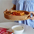 YANGQIHOME Rattan Round Serving Tray, Decorative Coffee Table Tray, Hand Woven Serving Basket with Handles, Ottoman Wicker Fruit/Bread Serving Bas...