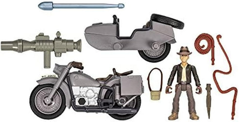 Indiana Jones Worlds of Adventure with Motorcycle and Sidecar Action Figure Set, 2.5-inch, Action Figures, Ages 4 and Up...
