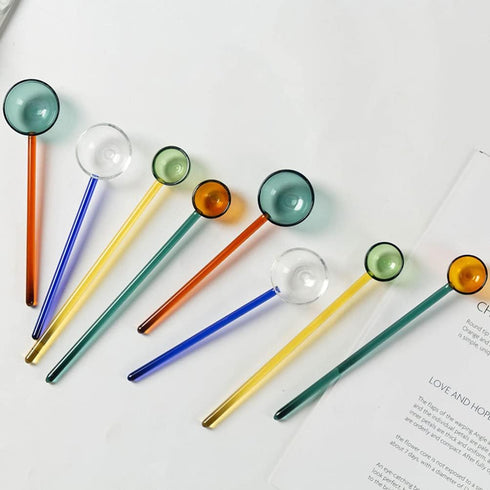 4pcs coffee spoon Coffee Spoons Glass Dessert Spoon Sugar Stirring Spoon Long Handle Teaspoon Ice Cream Spoons Honey Cake Spoon for Specialty Appe...