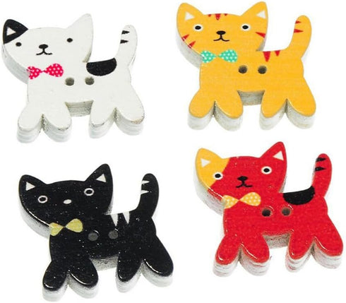 VILLCASE 50pcs 2 scrapbooking buttons sewing buttons crafting DIY buttons 2 holes cat buttons animal buttons wooden buttons Sewing Scrapbooking Cr...