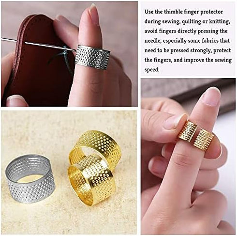 Utoolmart 5pcs Sewing Thimble, Metal Copper Sewing Thimble Finger Protector Finger Shield Ring Fingertip Thimble Sewing Quilting Craft Accessories...