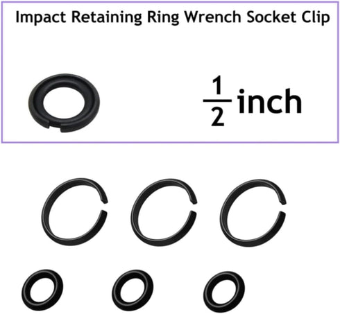 ( 12+12 Sets 1/2” & 3/8" Impact Retaining Ring Clip Friction Ring Hog Ring with O-Ring for Milwaukee Electric Pneumatic Type Impact Wrench, Includ...