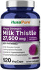 NusaPure Milk Thistle Extract 27,500mg 120 Veggie Capsules (50:1 Extract, Non-GMO, Gluten Free) Max Strength - Standardized 80% Silymarin, Bioperi...