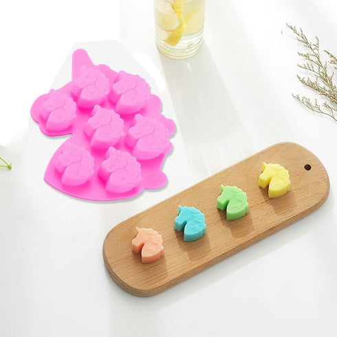 3 Pack Medium Size 7 Cavities Unicorn Silicone Chocolate Mold for Making Unicorn Shape Gummy, Candy, Chocolate, Ice Cube, Jelly, Mousse, Small Cak...