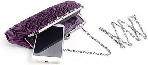 KESYOO trendy handbags wallet clutch Cocktail Evening Handbags party bag for wedding Satin Pleated Bag purse handbag clutch bag purple dinner part...