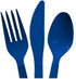 Blue Heavy Duty Plastic Cutlery Sets - 32 Spoons, 32 Forks, 32 Knives - 2 packs of 48 each, 96 pcs total...