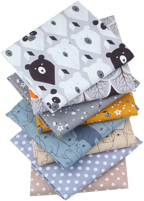 ?Flower And Bear Animals Cartoon Printed 100% Cotton Quilting Bundles Fabric for Patchwork Needlework DIY Handmade Sewing Crafting Precut Face Mas...