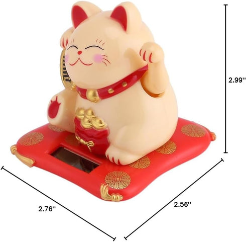 Bewinner Waving Cat, Solar Powered Cute Waving Cat Good Luck Wealth Welcoming Cats Home Display Car Decor Feng Shui Decoration (Yellow)...
