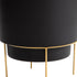 Bloem Hopson Round Planter with Gold Metal Stand: 6" - Black - Durable Plastic Pot, Powder Coated Removable Stand, for Indoor and Outdoor Use, Gar...