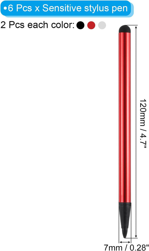 MECCANIXITY 6pcs 2 in 1 Phone Touch Screen Pen Resistive Stylus Pen Aluminum Alloy with Resistance Capacitive Tips Universal...