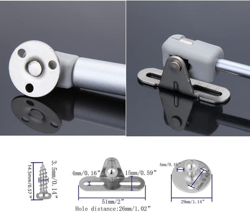 20N/4.4 lb Gas Strut Cabinet Hinge Safety Lift Support, Gas Struts Soft Open Lid Hinge for Cabinet Toy Box, 6 inch Length 2Pcs...