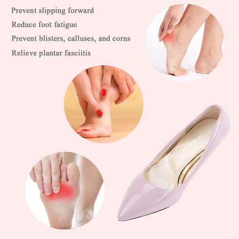 High Heel Inserts Women, Adhesive Velvety Cushioning Insoles for High Heels Anti-Slip, ¾ Gel Cushion Insoles for High Heels Pain Relief, Shoe Inse...