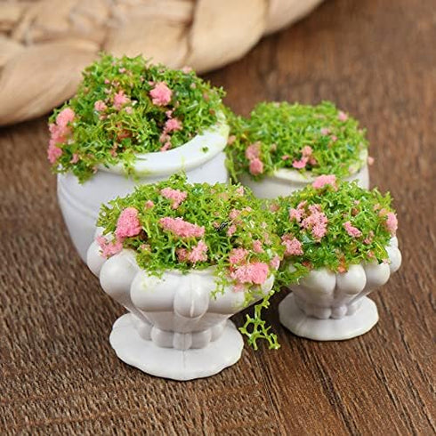 4 Pcs Dollhouse Potted Plants,Miniature Artificial Plant Bonsai,Mini Flowerpot,Miniature Dollhouse Kit,Doll House Mini Plant,for 1:12 Dollhouse De...