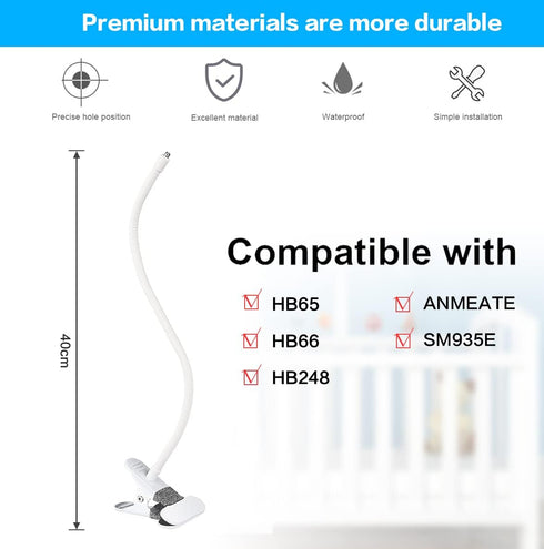 Baby Monitor Mount for HelloBaby HB65/HB66/HB248 & ANMEATE SM935E, Flexible Clip Clamp Mount Baby Camera Monitor Holder Without Tools for Crib or ...