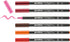 edding 4200 porcelain brush pen - 3x red, orange, brown, pink - 6 pens - brush nib 1-4 mm - felt-nib pen for painting and decorating ceramics, por...