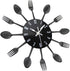 Timelike Kitchen Wall Clock, 3D Removable Modern Creative Cutlery Kitchen Spoon Fork Wall Clock Mirror Wall Decal Wall Sticker Room Home Decoratio...