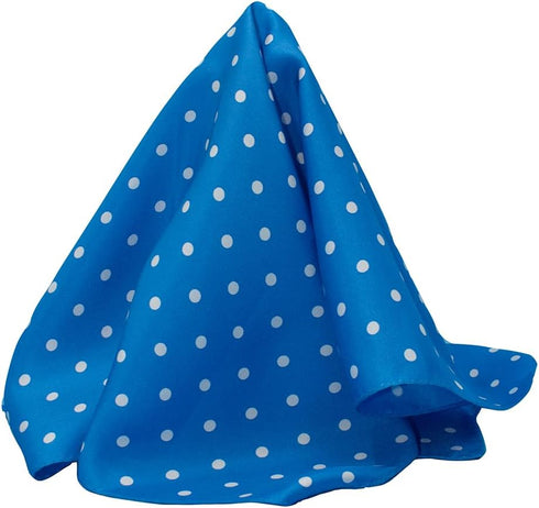 Polka Dot Pocket Square - 17" Handkerchief - 12mm Silk Twill - Royal Blue - 100% Silk...