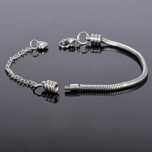 Women European Charm Bracelet Stainless Steel 3mm Snake Chain Bracelets Fits Charms Bead...