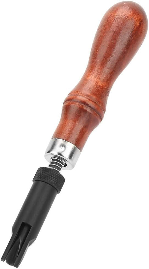 V Type Push Groover, Adjustable Wood Handle Leather Craft Hand Tool V Type Push Grooving Device Leather Grooving Craft Gouge Tool for Professional...
