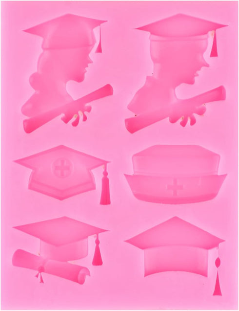 Nurse Graduation Themed Fondant Molds Doctor Nurse Grad Hat Silicone Mold for DIY Cake Decoration Cupcake Topper Chocolate Candy Gum Paste Polymer...