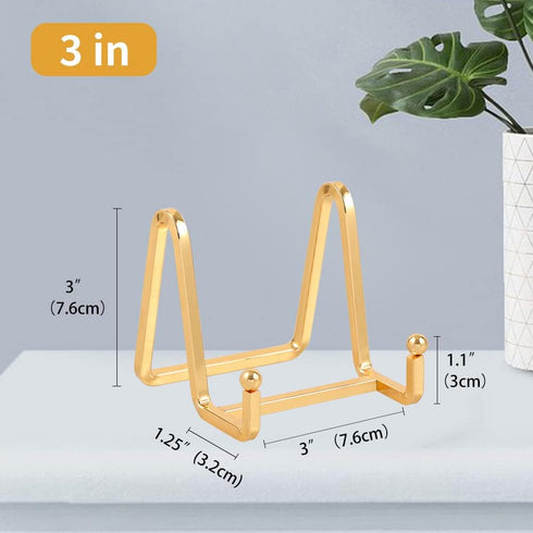 Plate Holder Easel Display Stand - 3 inch Metal Plate Stands for Display - Tabletop Picture Stand - Gold Iron Easels for Display Pictures | Photo ...