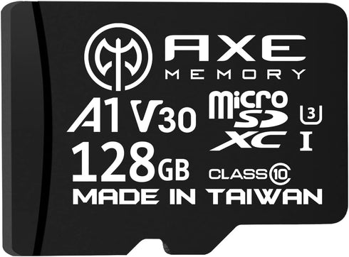 AXE MEMORY 128GB Micro SD Card 4K Ultra Full HD Video High Speed MicroSDXC Up to 95MB/S A1 V30 UHS-I U3, with SD Adapter...