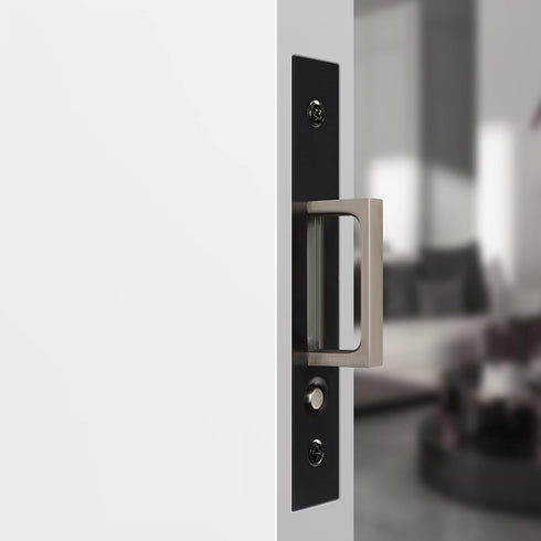 Dontay Pocket Door Edge Pull Brushed Nickel, Push Automatic Bounce Switch, Hidden Handle, Sliding Door Pull Hardware, Flush, Large Enough Pull Rin...