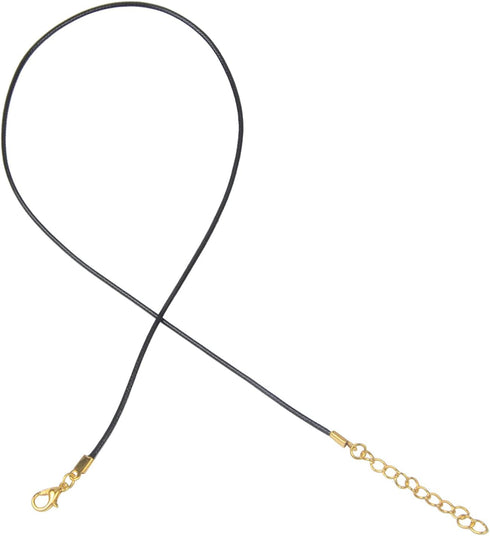 50 Pcs Black Necklace String Cord with Gold Snap Clasp 1.5 MM Waterproof Braided Leather Necklace Wax Rope Chain for Bracelets,Necklaces,Jewelry M...