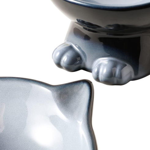 Nihow Elevated Cat/Dog Bowls: 5 Inch Ceramic Raised Cat Food & Water Bowl Set for Protecting Pet's Spine - Feeding & Watering Supplies for Pets - ...