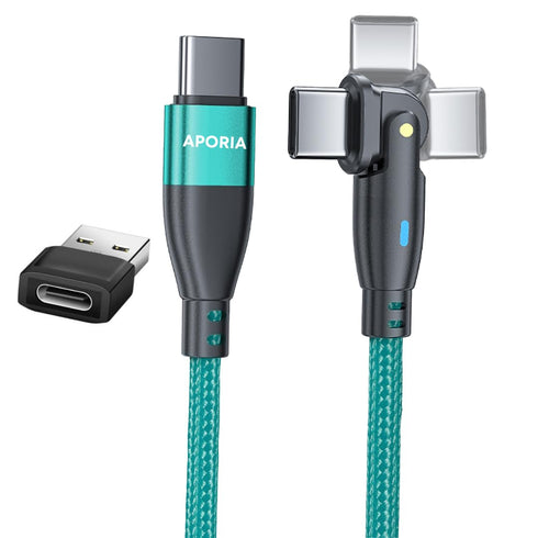 Aporia - PD 60 Watt Type C to C USB cable Fast Charging Data Transfer 180 degree rotating right angle head (Green, 3ft)...