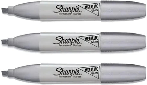 Sharpie Metallic Permanent Markers, Chisel Tip, Silver, 3 Count...