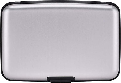 ELFISH Mini RFID Aluminum Wallet Credit Cards Holder Business Card Case Metal ID Case for Men Women (Silver)...