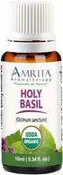 Organic Holy Basil (Tulsi) Essential Oil; 100% Pure and Undiluted Ocimum Sanctum; Premium Quality Aromatherapy Oil; Tested and Verified, Size: 10 ...
