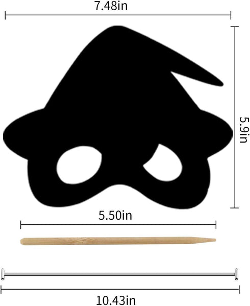 OuMuaMua 30PCS Halloween Rainbow Scratch Mask Art Craft Kit, Bat Witch Pumpkin Zombie Pirate Skull Scratch Paper Art Mask for Halloween Party Craf...