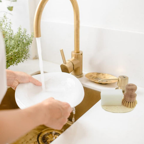 Natural Non-Toxic Dish Washing Block Soap - Dyes And Fragrance Free - Vegan Cruelty-Free Eco-Friendly And Zero Waste Dishwashing Handmade Solid Ba...