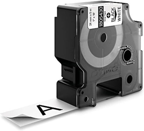 DYMO Rhino Industrial Vinyl Labels, 1", Black Print on White Tape...