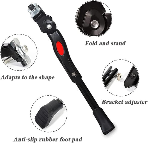 Mesee Bike Kickstand, Adjustable Aluminium Alloy Bicycle Side Support Stand Fit 24'' 26'' Tire Mountain Road Kids Adult Cycling...