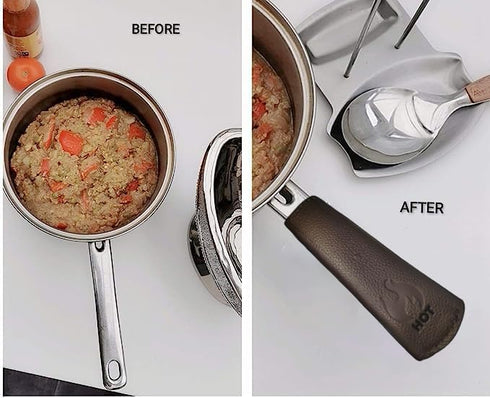 Leather Cast Iron Skillet Pan Handle Cover (Standard 4.5) Thick Leather Heat Resistant Leather Handle Holder for Cast Iron Skillets & Pans (Handma...