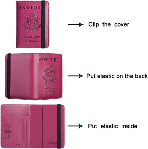 Passport Holder Cover Wallet Travel Essentials RFID Blocking Leather Card Case International Must Haves Travel Accessories for Women Men(101#Purpl...